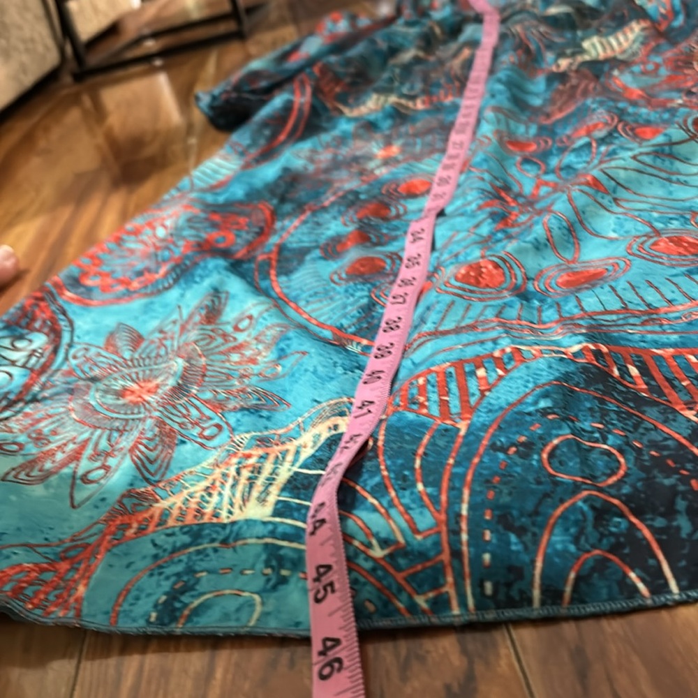 Cupshe teal blue & orange off the shoulder maxi dress, size small, NWT. - Picture 15 of 16